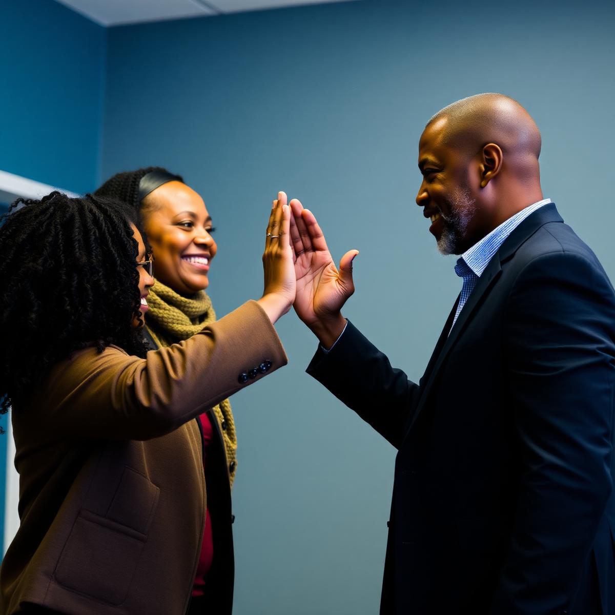 Mentor high-fiving student